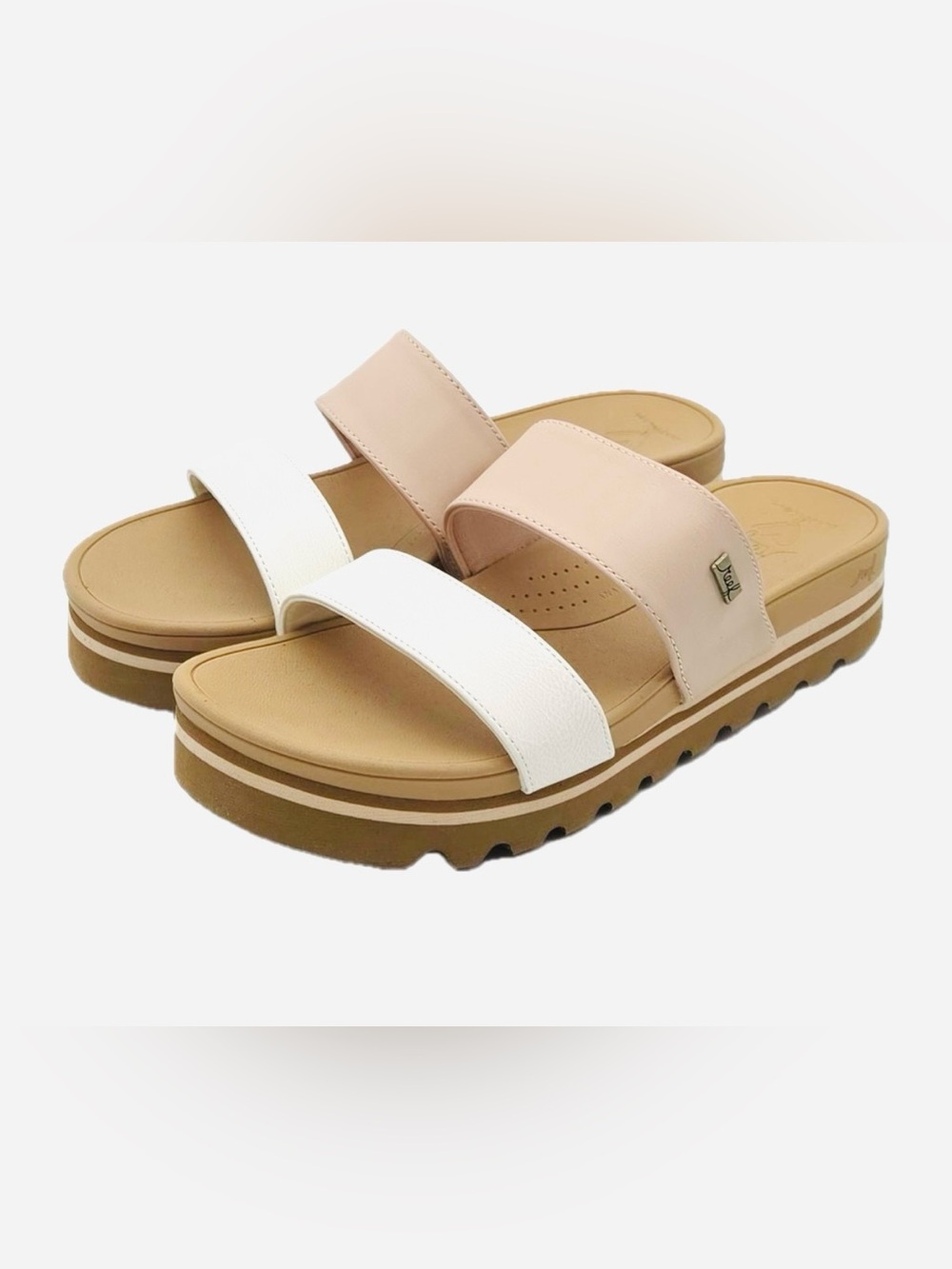 Reef Branded Hi Platform Sandals in Cream and White